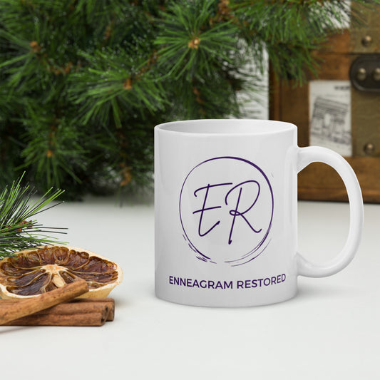 Enneagram Restored Purple and White Mug